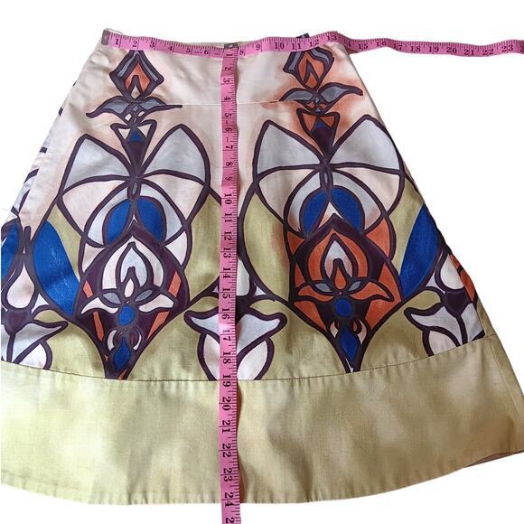 NEW MARNI A-Line High Waist Skirt Size 2 Stained Glass Design Knee Mid Length - Picture 6 of 9